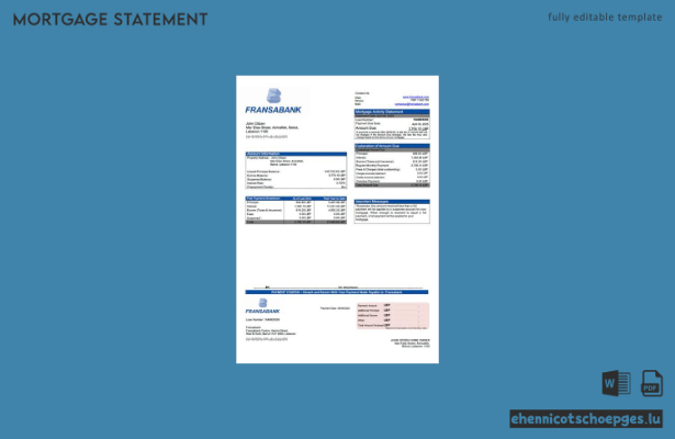 Libanon Fransabank Hypothekenabrechnung Word- und PDF-Beispielvorschau